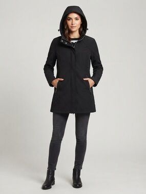 Cleo Petite Black Softshell Fall Warm Jacket with Quilted Side Panels Size M